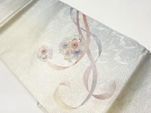 リボンに花々模様刺繍名古屋帯